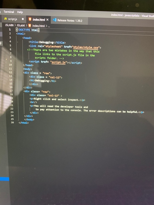 Solved JSLAB6: Debugging Variables, Datatypes, and | Chegg.com