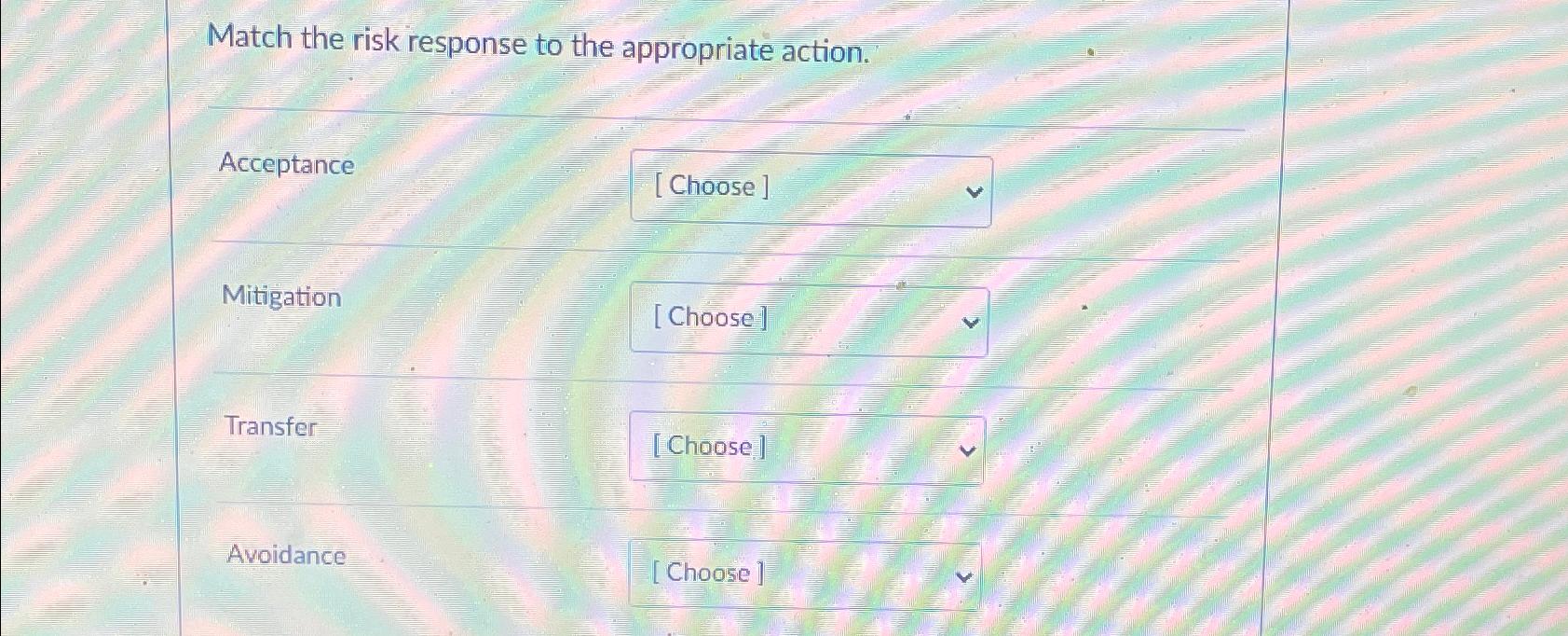 Solved Match the risk response to the appropriate | Chegg.com
