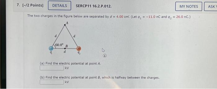 Solved The Two Charges In The Figure Below Are Separated By | Chegg.com