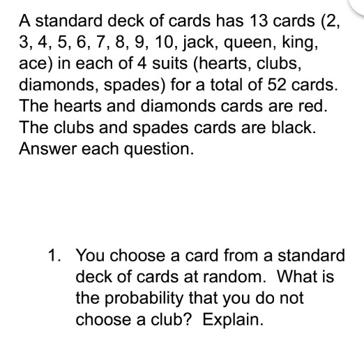 Solved A standard deck of cards has 13 cards (2, 3, 4, 5, 6,