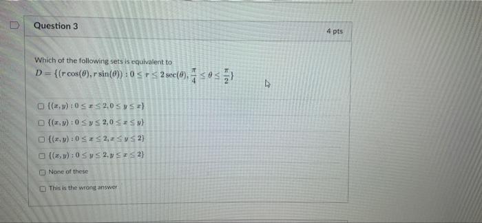 Solved D Question 3 4 pts Which of the following sets is | Chegg.com
