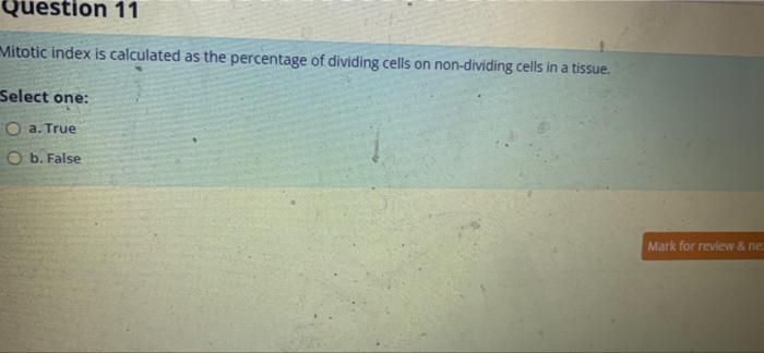 Solved Question 11 Mitotic index is calculated as the Biology Diagrams