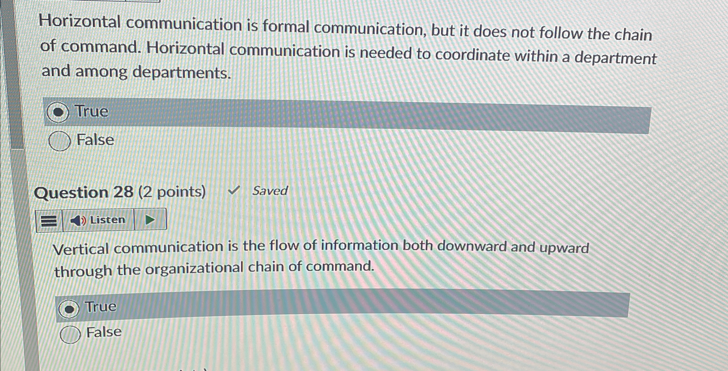 Solved Horizontal communication is formal communication, but | Chegg.com