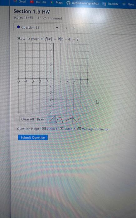 Solved Sketch A Graph Of Fx2∣x−4∣−2 Draw Question Help 2409