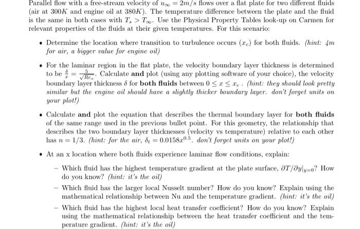Solved Parallel flow with a free-stream velocity of two = | Chegg.com