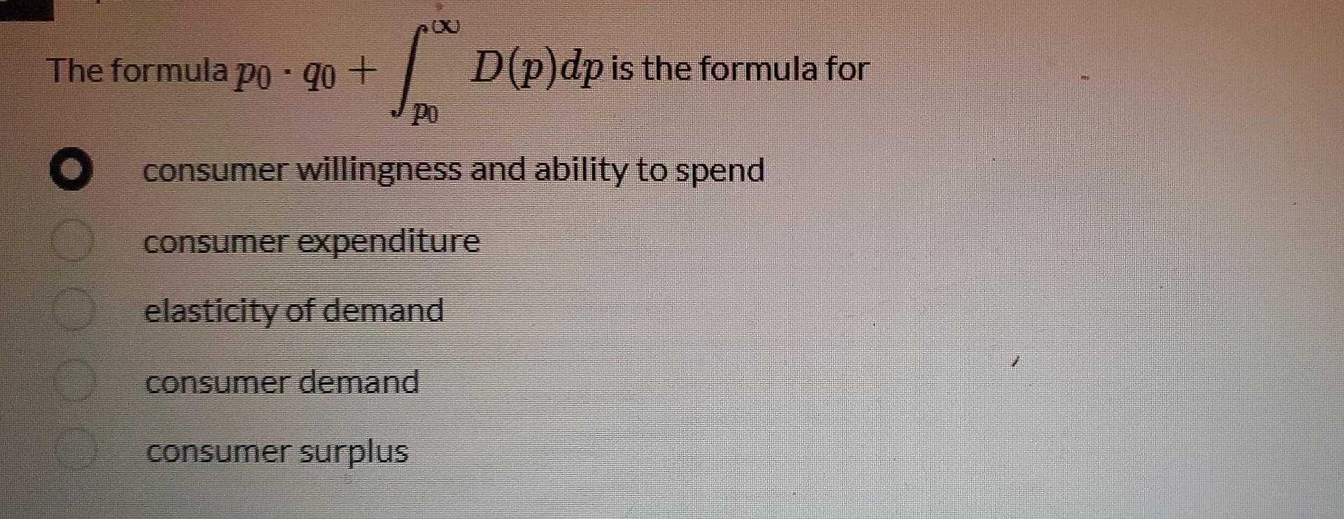 Solved The formula po .90 + D(p)dp is the formula for | Chegg.com