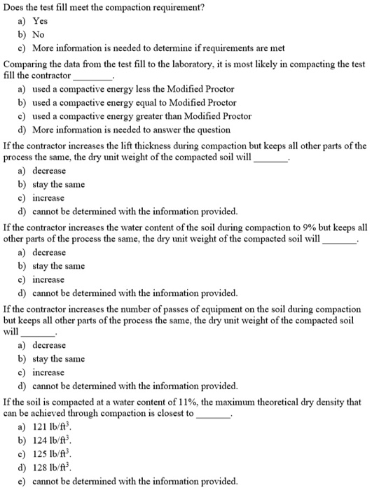 Solved A contractor is required to compact a clayey sand | Chegg.com