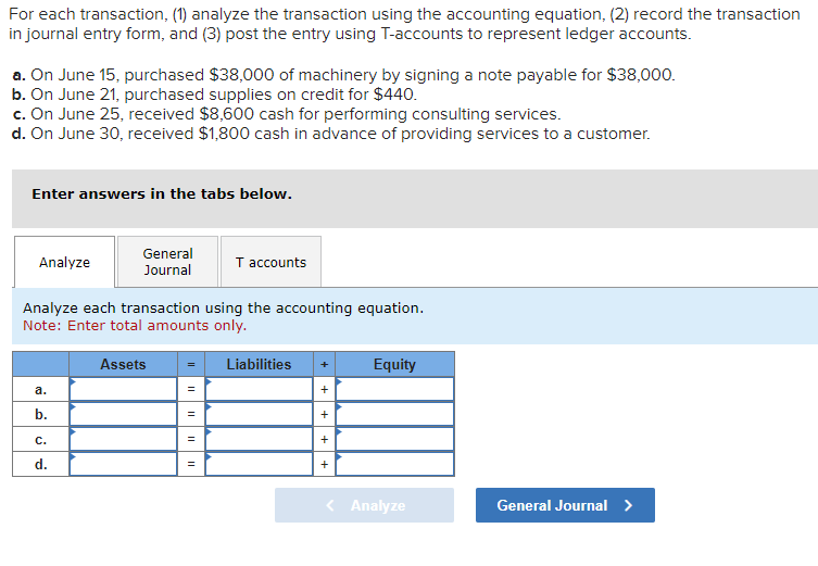 Solved For each transaction, (1) analyze the transaction | Chegg.com