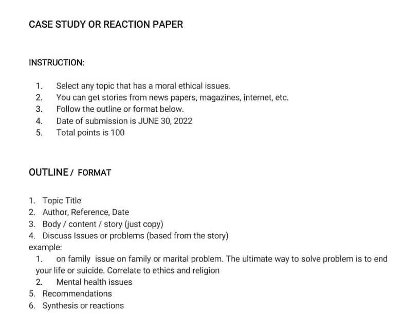 how to make a reaction paper about a case study