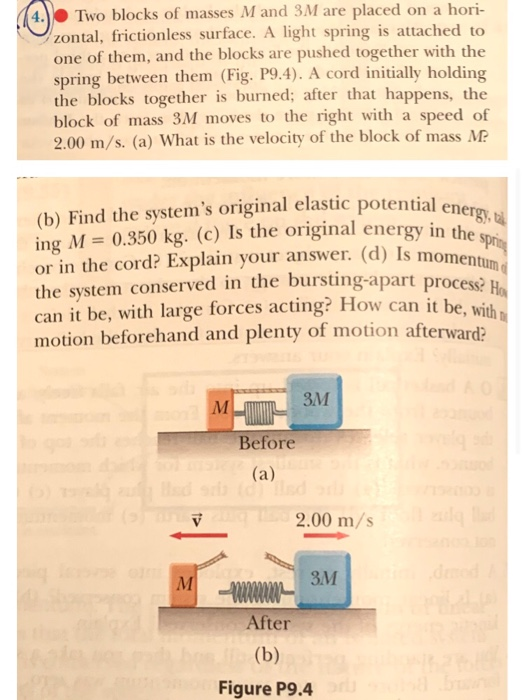 Solved Two blocks of masses M and 3M are placed on a hori- | Chegg.com