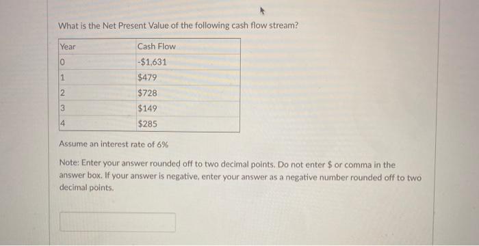 Solved What is the Net Present Value of the following cash | Chegg.com