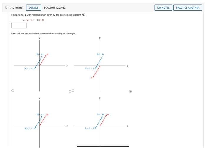 Solved Find a vector a with representation given by the | Chegg.com