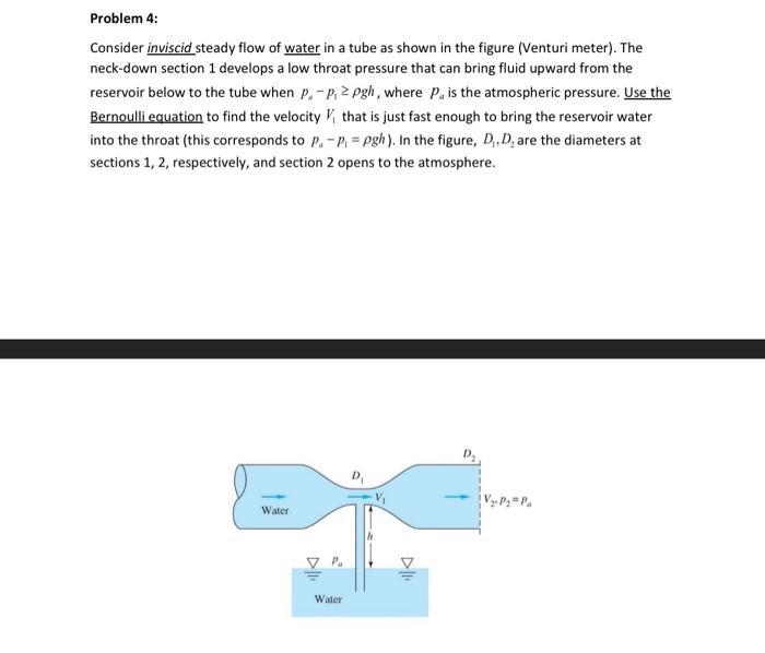 Solved Consider inviscid steady flow of water in a tube as | Chegg.com
