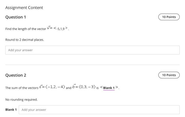Solved Assignment Content Question 1 10 Points Find the | Chegg.com