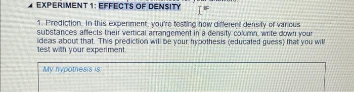 experiment 1 effects of density