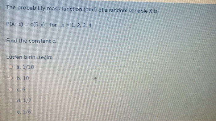 Solved The probability mass function (pmf) of a random | Chegg.com