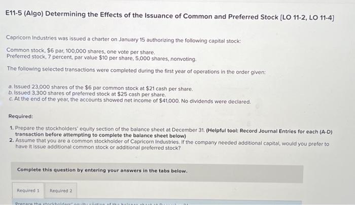 Solved E11-5 (Algo) Determining the Effects of the Issuance | Chegg.com