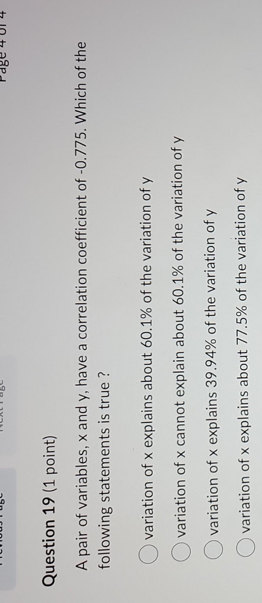 Solved Question 19 (1 Point) A Pair Of Variables, X And Y, | Chegg.com