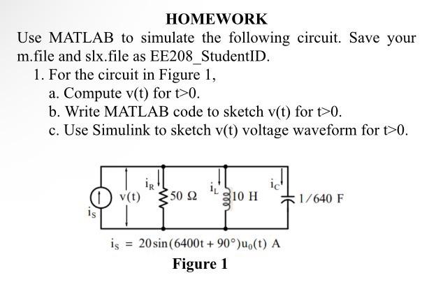 Solved HOMEWORK Use MATLAB to simulate the following | Chegg.com