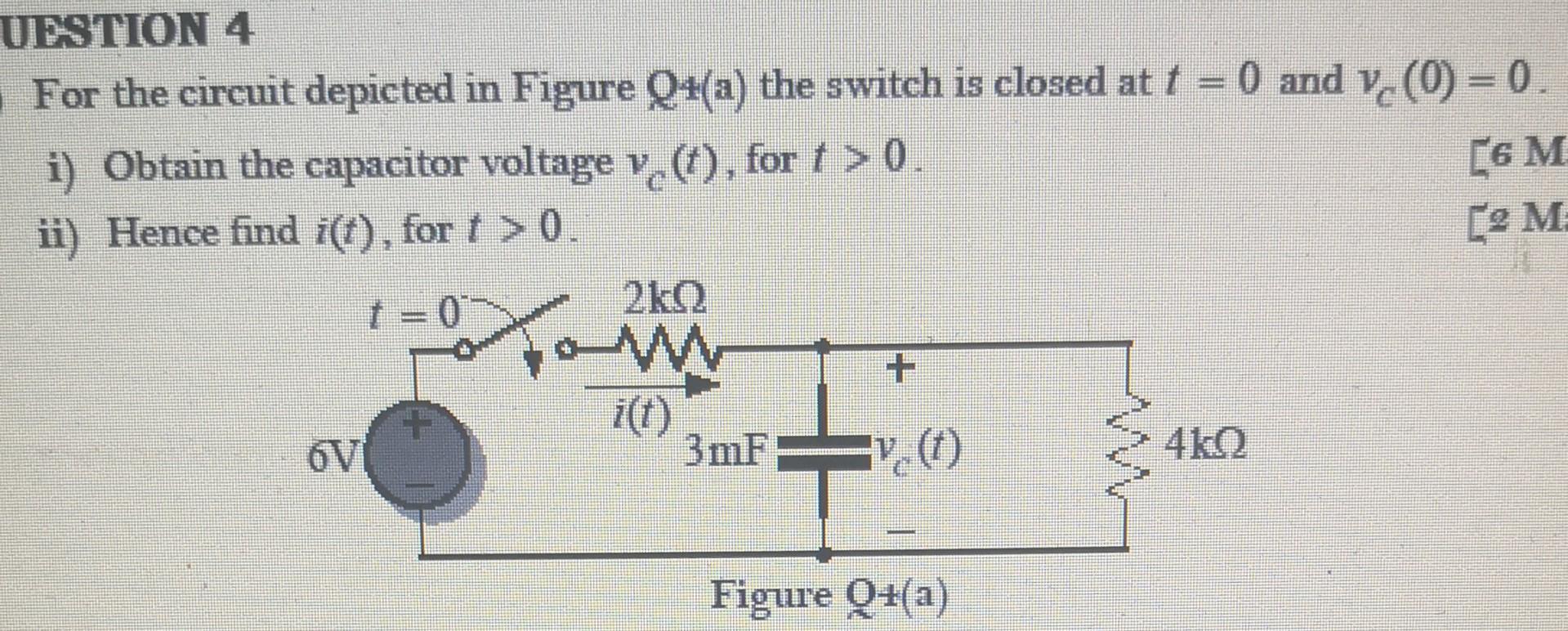 Solved UESTION 4 For the circuit depicted in Figure Q4(a) | Chegg.com