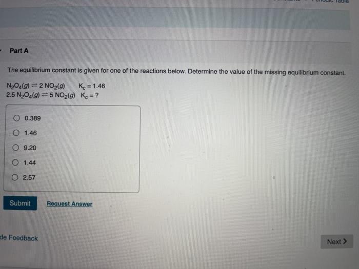 Solved Part A The equilibrium constant is given for one of | Chegg.com