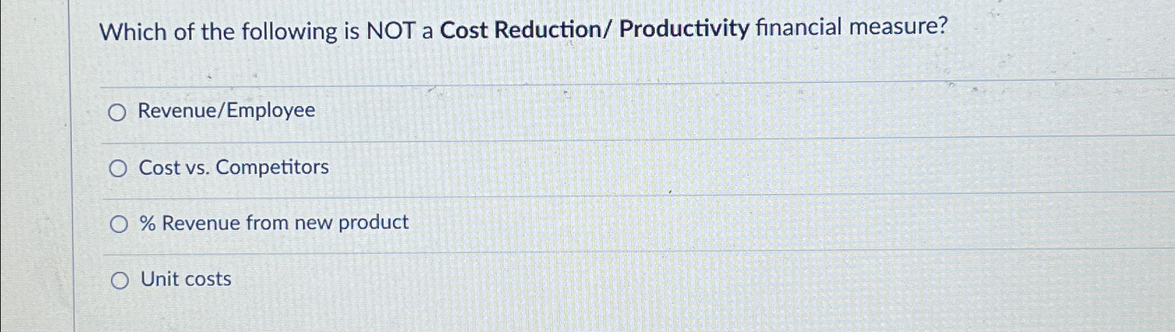 Solved Which of the following is NOT a Cost Reduction/ | Chegg.com