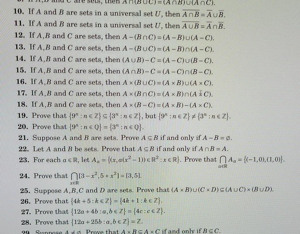 Solved ve sets, then An(BUC) = (ANB)U(ANC). 10. If A and B | Chegg.com