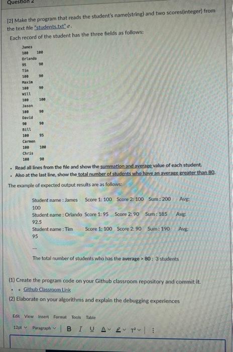 Solved Question 121 Make the program that reads the | Chegg.com