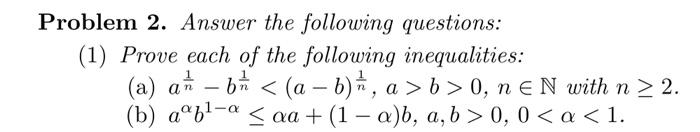 Solved Problem 2. Answer the following questions: (1) Prove | Chegg.com