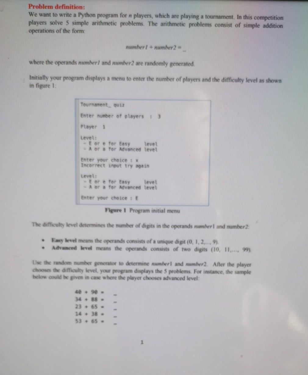 Solved Problem definition: We want to write a Python program | Chegg.com