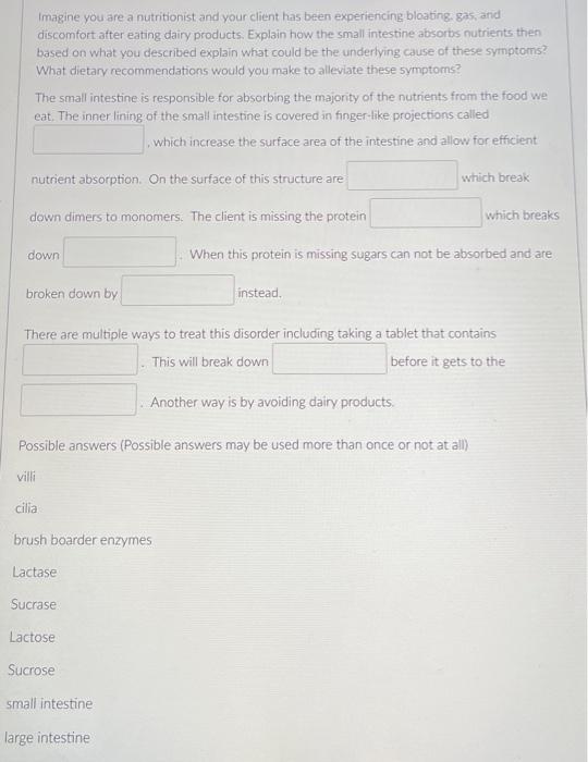 after eating dairy products. Explain how