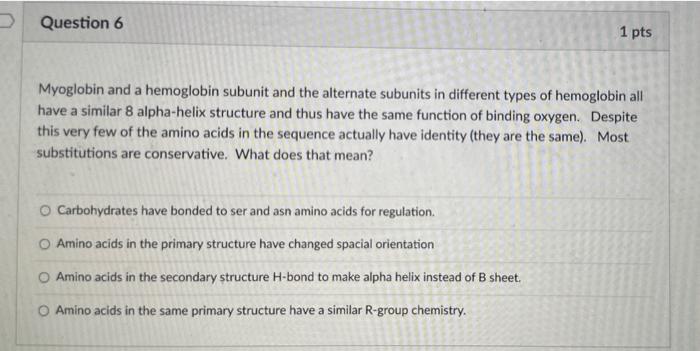 Solved Myoglobin And A Hemoglobin Subunit And The Alternate | Chegg.com