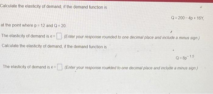 how to calculate point elasticity of demand from demand function