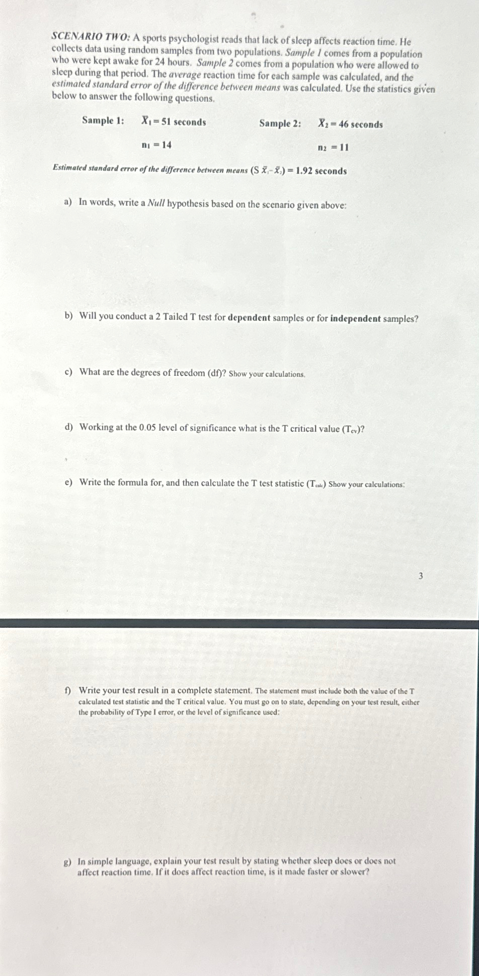 Solved I need help with part F and part G!!!SCENARIO TWO: A | Chegg.com