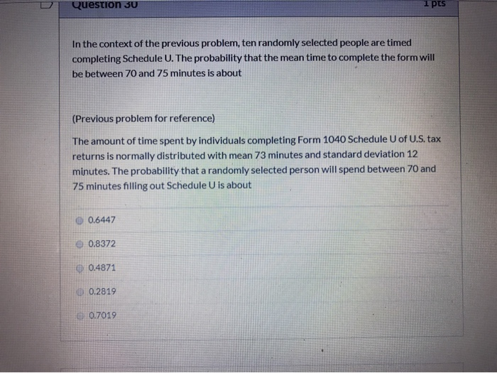 Solved Question 30 In the context of the previous problem, | Chegg.com
