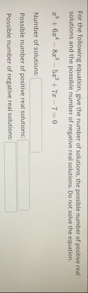 Solved For the following equation, give the number of | Chegg.com