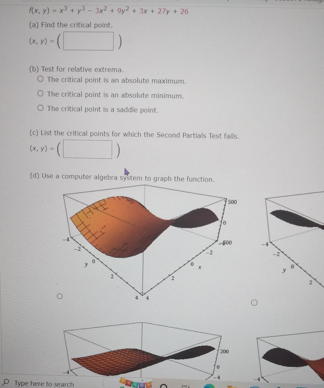 Solved F x y x3 y3 3x2 9y2 3x 27y 26 a Find The Critical Chegg solved-f-x-y-x3-y3-3x2-9y2-3x-27y-26-a-find-the-critical-chegg