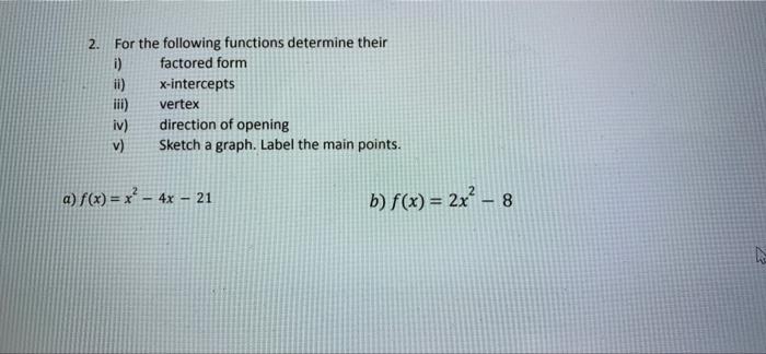 quadratic relations assignment