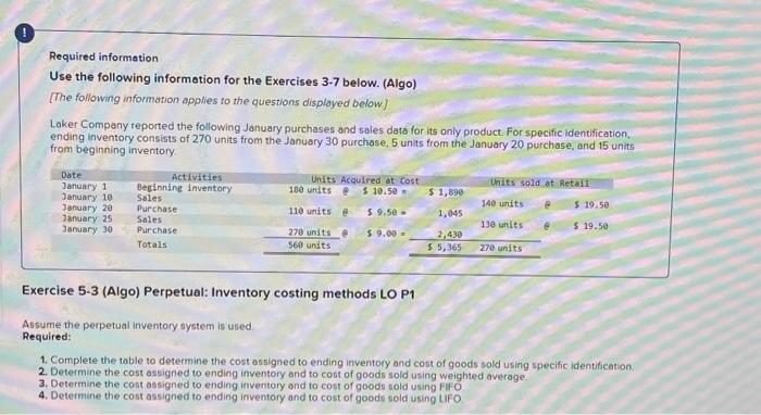 Solved Determine The Cost Assigned To Ending Inventory