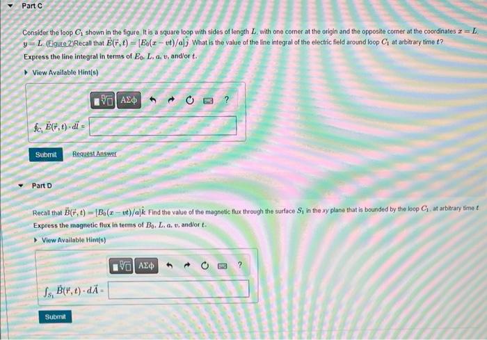 Consider the loop \( C_{1} \) shown in the figure \( I t \) is a square loop with sides of length \( L \), with one corner at