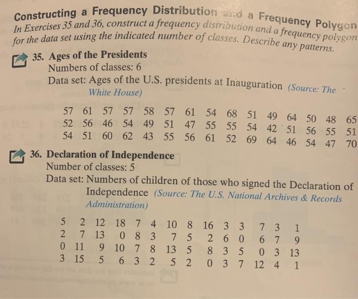 Solved Constructing a Frequency Distribution and a Frequency | Chegg.com