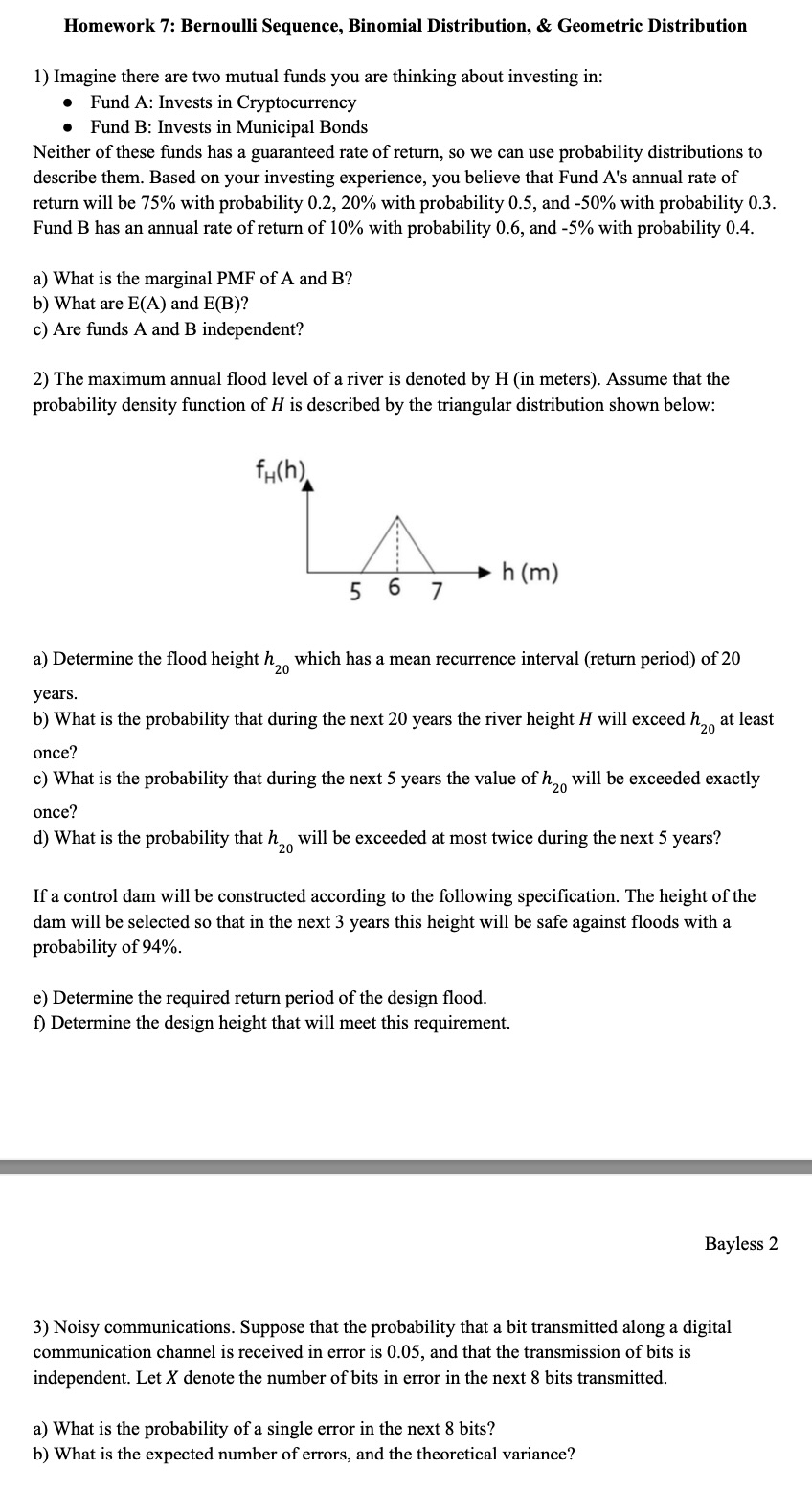 Solved ANSWER ALL THREE PROBLEMS!Homework 7: Bernoulli | Chegg.com