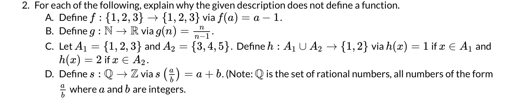 Solved For each of the following, explain why the given | Chegg.com