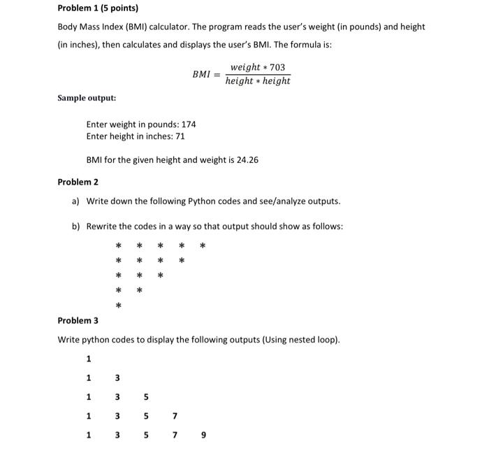 Solved Body Mass Index (BMI) Calculator. The Program Reads | Chegg.com