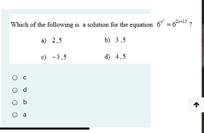 Solved Which Of The Following Is A Solution For The Equation | Chegg.com