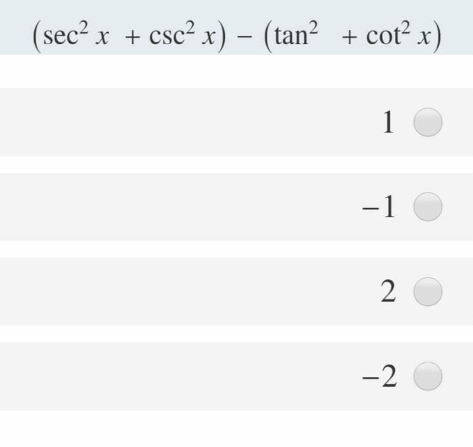 Solved sec? x + csc? x) (tan? + cot? x) 1 1 2 2