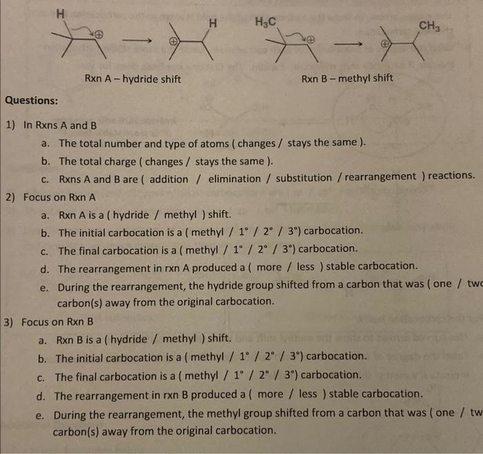 Solved 1) In Rxns A and B2) Focus on Rxn A3) Focus on Rxn B | Chegg.com