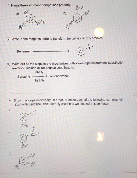 Solved 1. Name These Aromatic Compounds Properly. A) 2. | Chegg.com