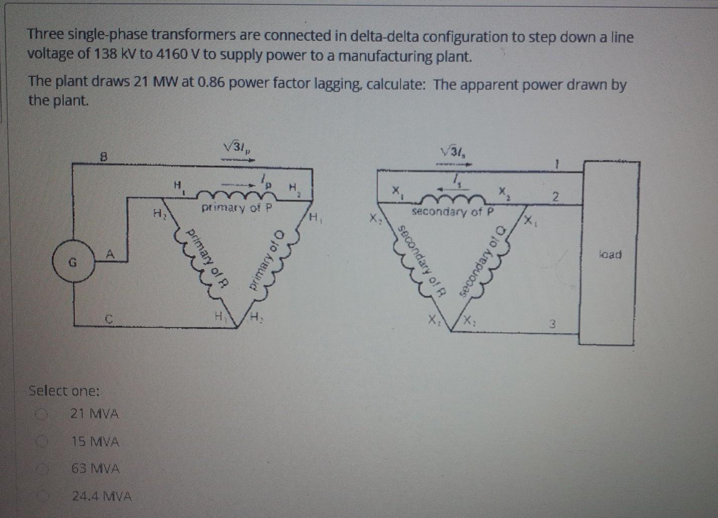 Solved Three single-phase transformers are connected in | Chegg.com