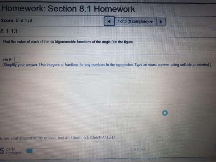 Solved Homework: Section 8.1 Homework Score: 0 Of 1 Pt 7 Of | Chegg.com